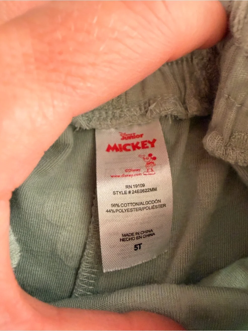 Disney Sage Green Mickey Embossed Short Sleeve Matching Set 5T